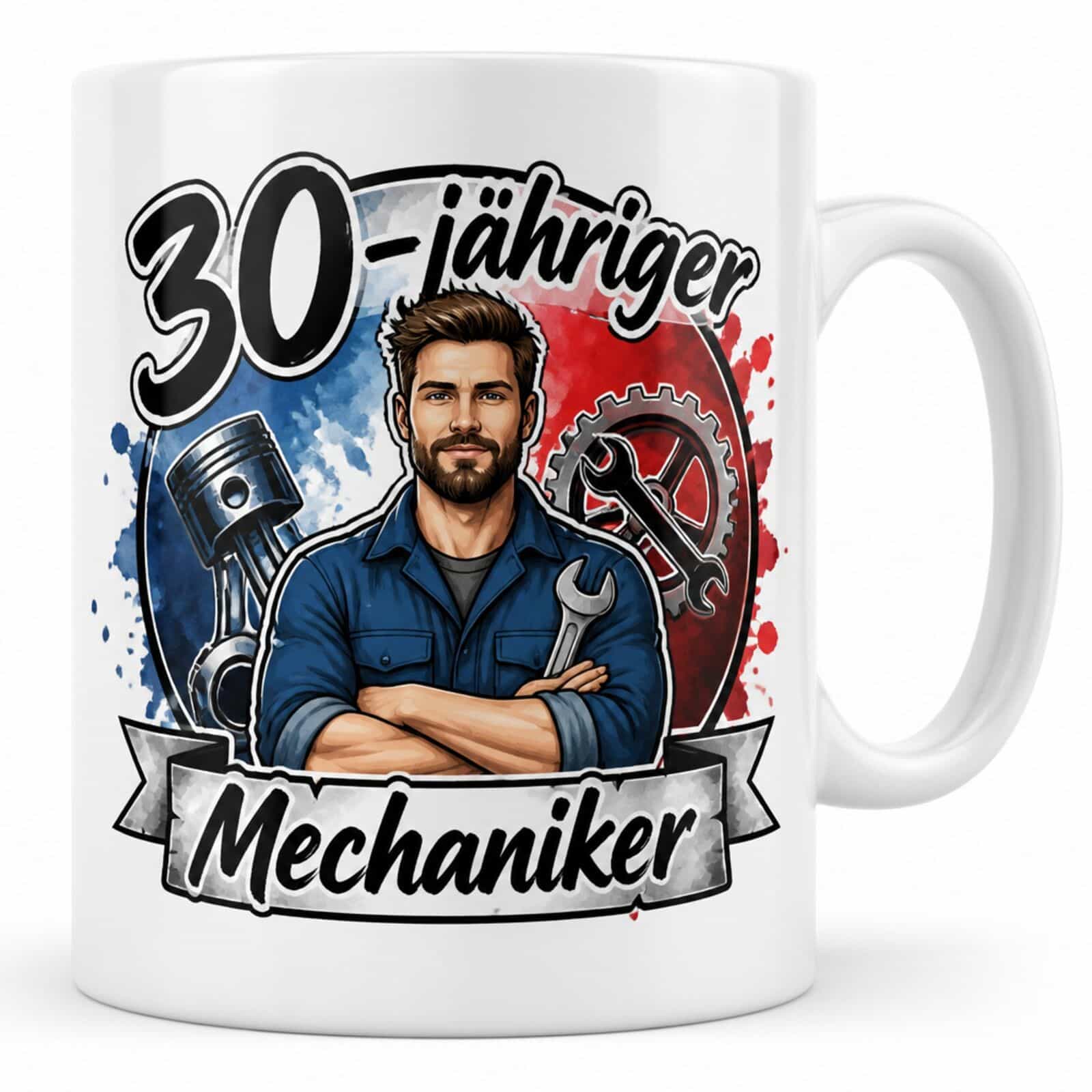 Tasse 30-jähriger Mechaniker