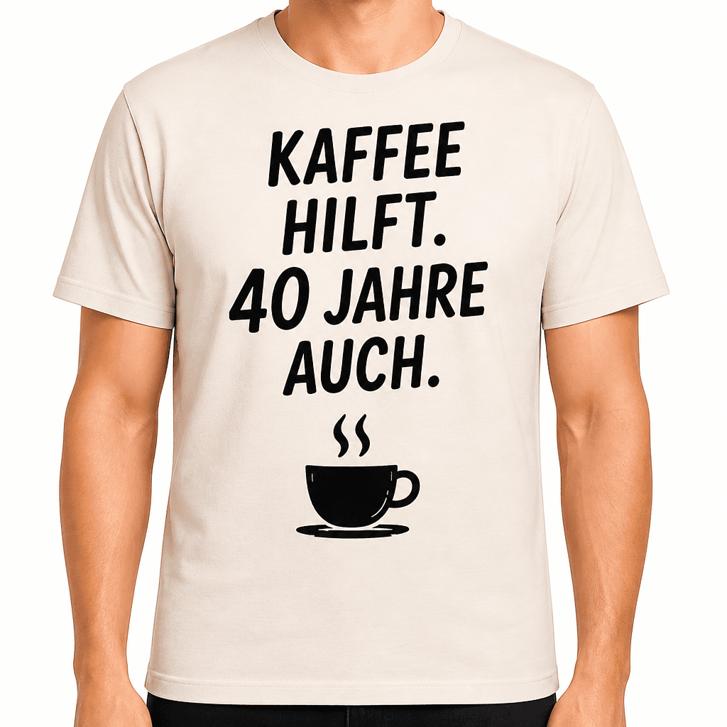 T-Shirt zum 40. Geburtstag – Kaffee hilft. 40 jahre auch.