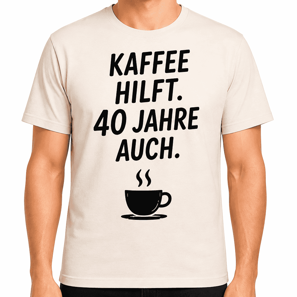 T-Shirt zum 40. Geburtstag – Kaffee hilft. 40 jahre auch.