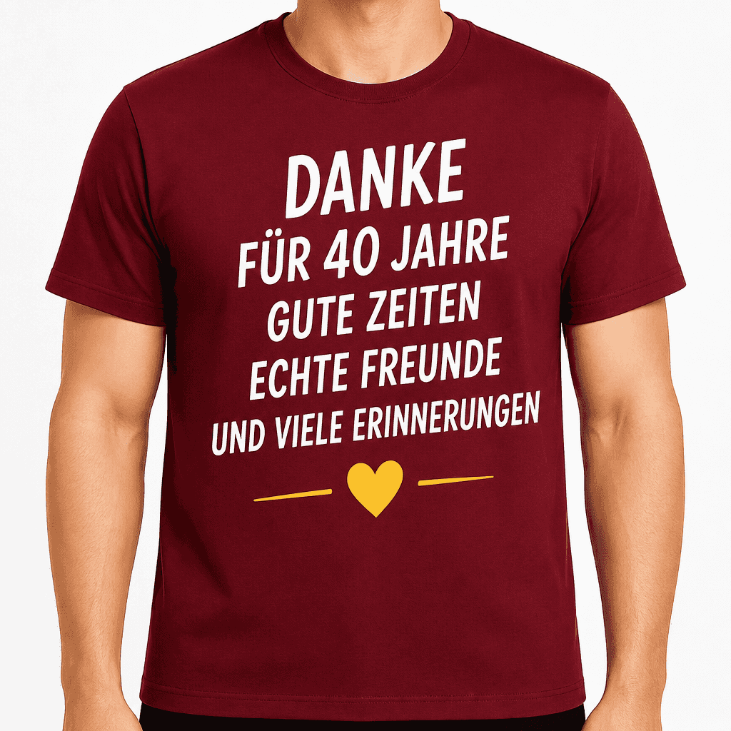 T-Shirt zum 40. Geburtstag – Danke für 40 jahre gute zeiten echte freunde und viele erinnerungen