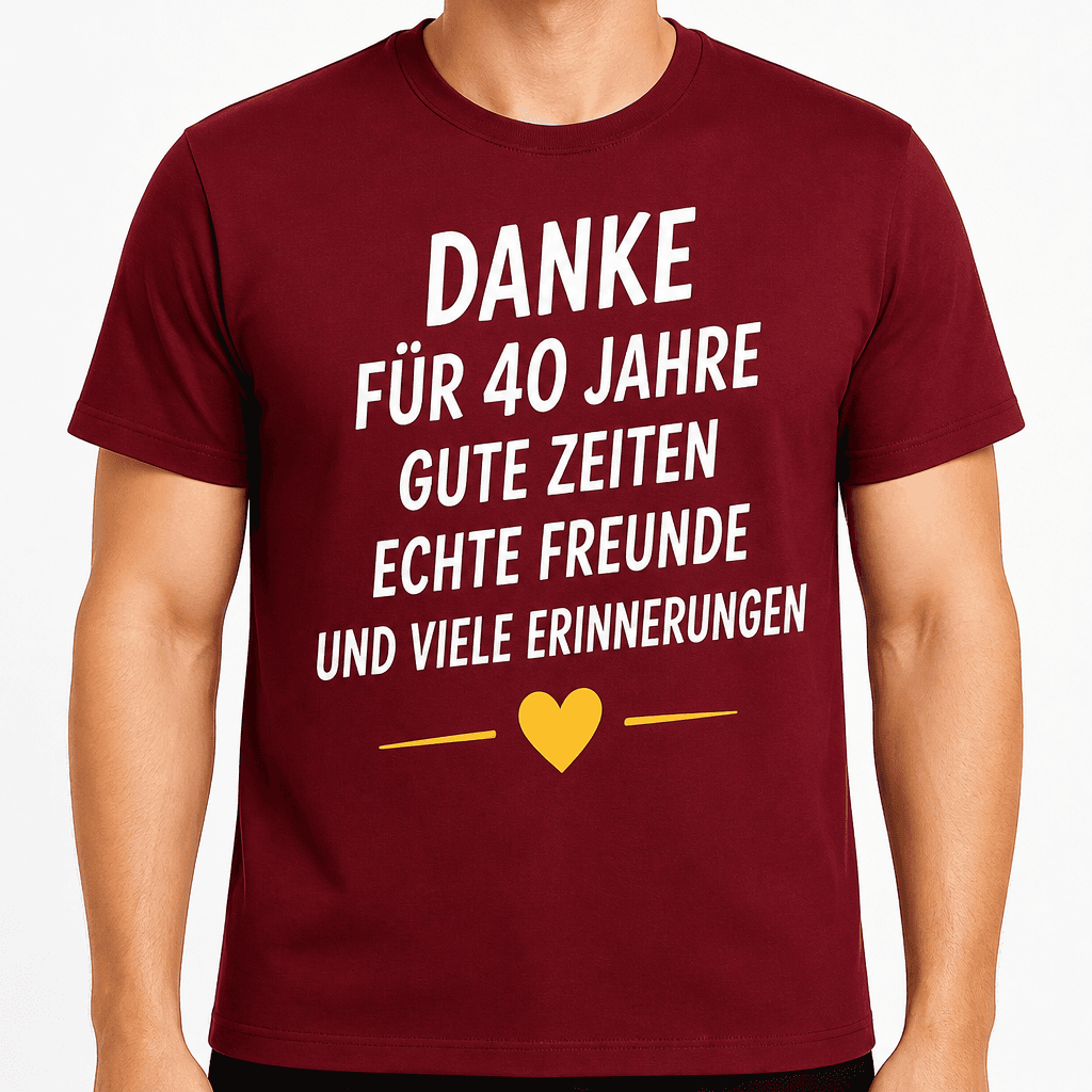 T-Shirt zum 40. Geburtstag – Danke für 40 jahre gute zeiten echte freunde und viele erinnerungen