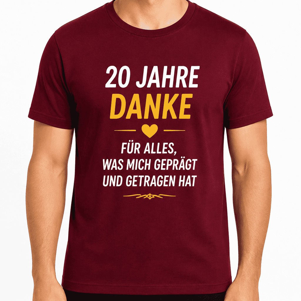 T-Shirt zum 20. Geburtstag – 20 jahre danke für alles, was mich geprägt und getragen hat