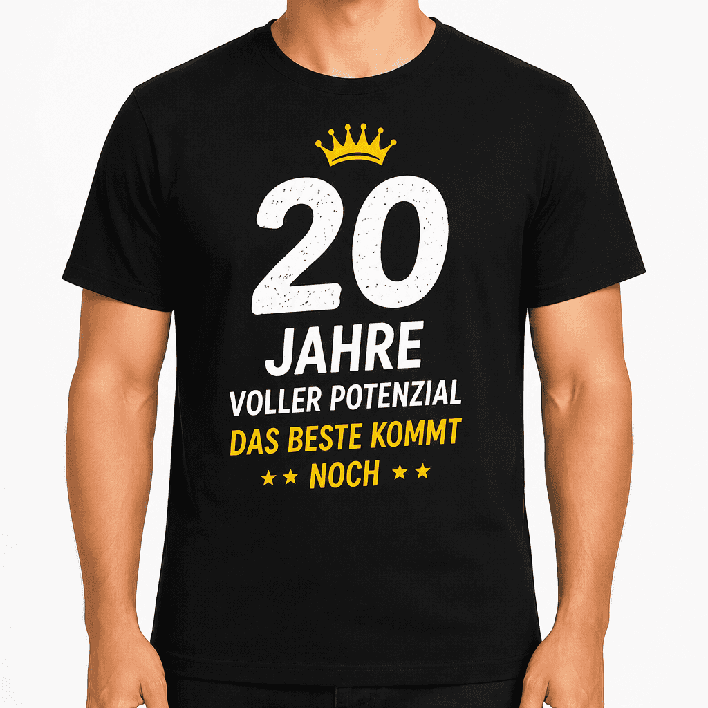 T-Shirt zum 20. Geburtstag – 20 jahre voller potenzial das beste kommt noch