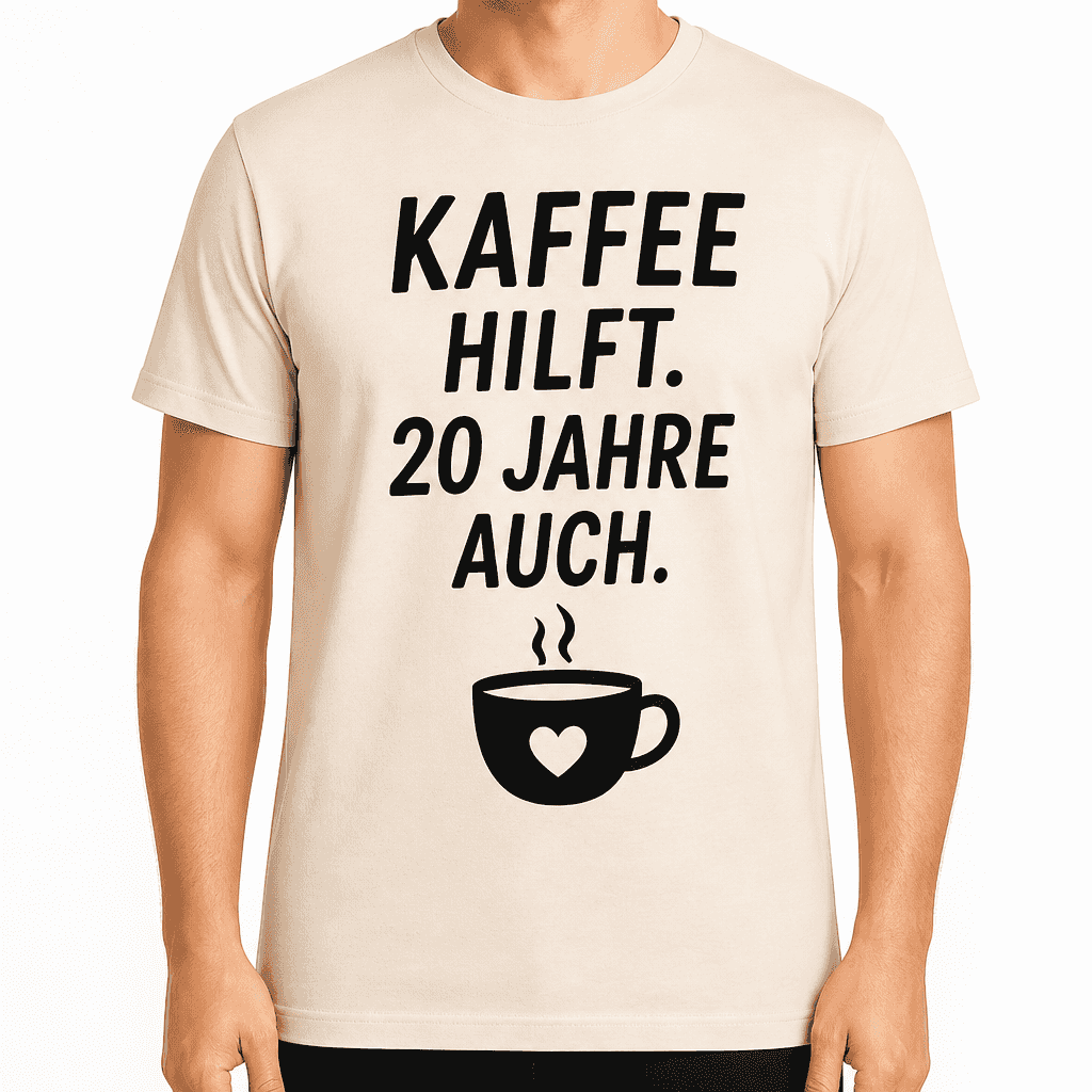 T-Shirt zum 20. Geburtstag – Kaffee hilft. 20 jahre auch.