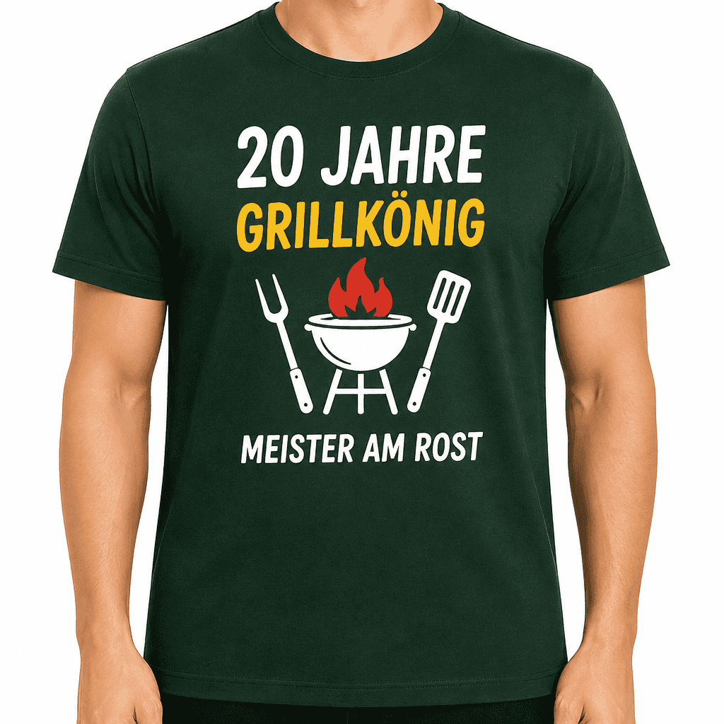 T-Shirt zum 20. Geburtstag – 20 jahre grillkönig meister am rost