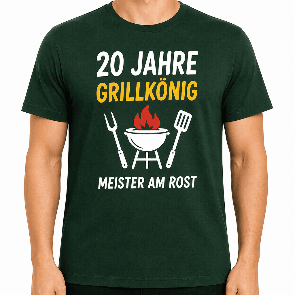 T-Shirt zum 20. Geburtstag – 20 jahre grillkönig meister am rost