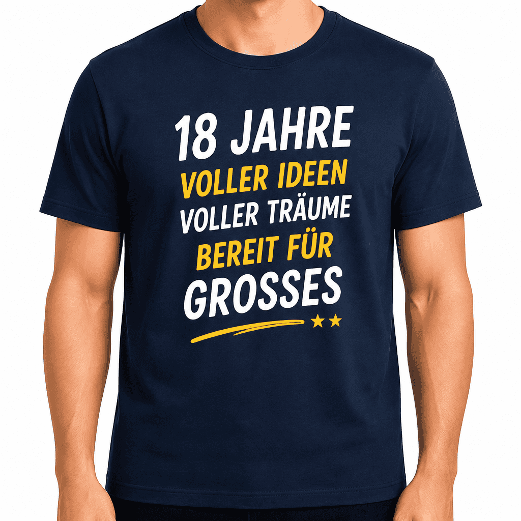 T-Shirt zum 18. Geburtstag – 18 jahre voller ideen voller träume bereit für grosses