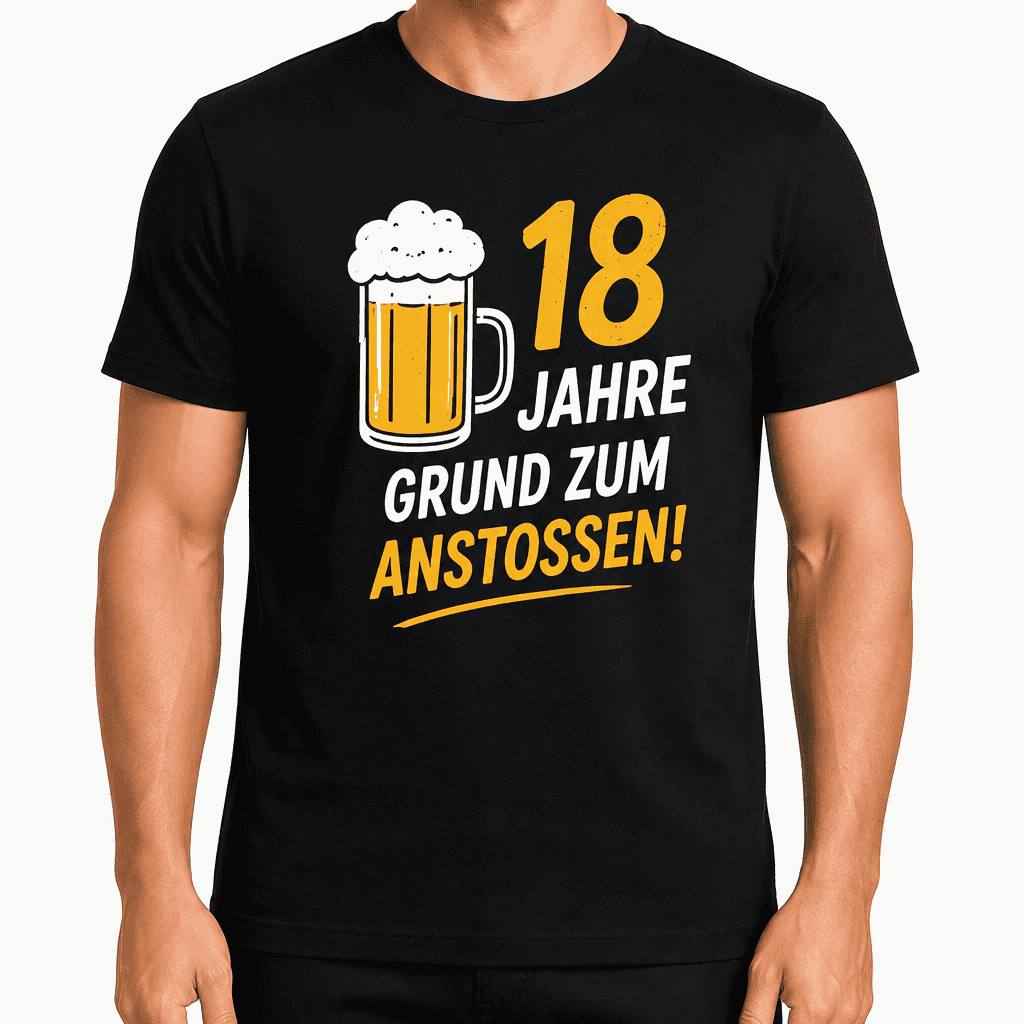 T-Shirt zum 18. Geburtstag – 18 jahre grund zum anstossen!