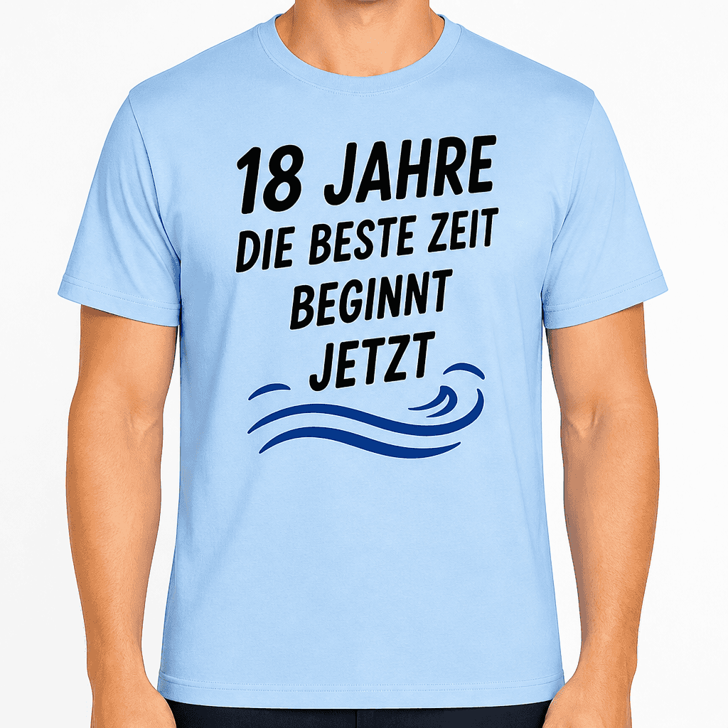 T-Shirt zum 18. Geburtstag – 18 jahre die beste zeit beginnt jetzt