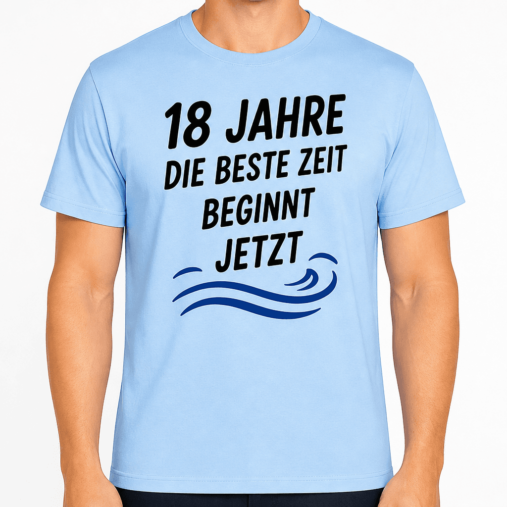 T-Shirt zum 18. Geburtstag – 18 jahre die beste zeit beginnt jetzt