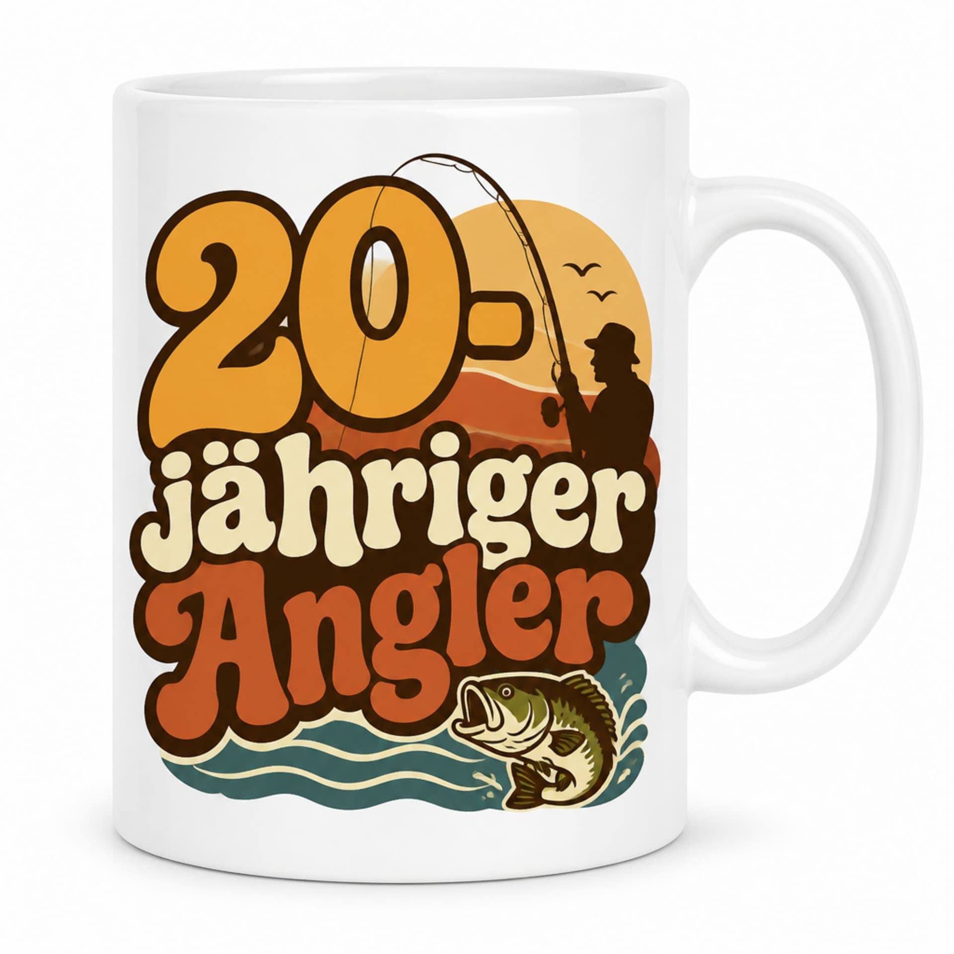 Tasse 20 jähriger Angler