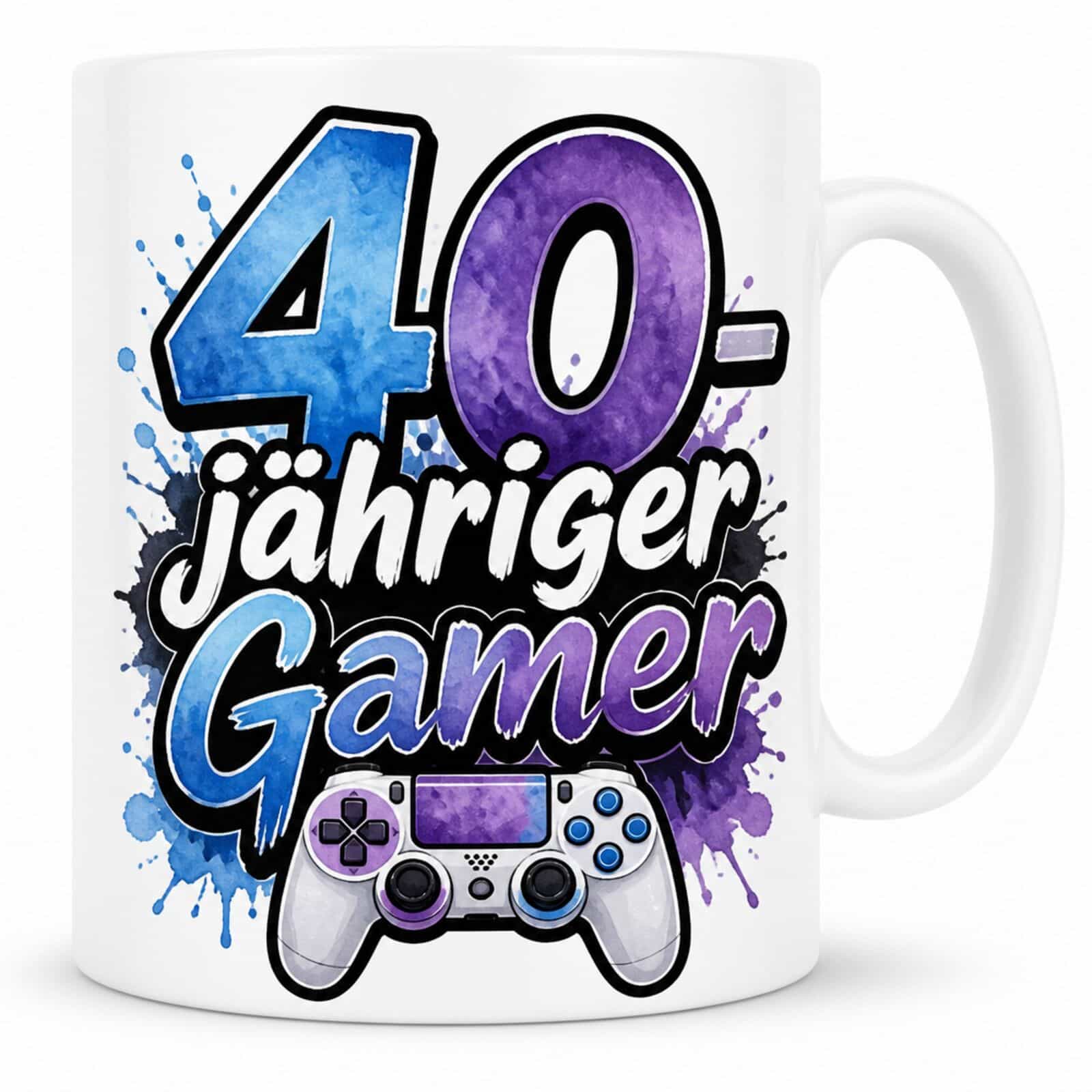 Tasse "40-jähriger Gamer" - Lustige Geburtstagstasse, 330 ml