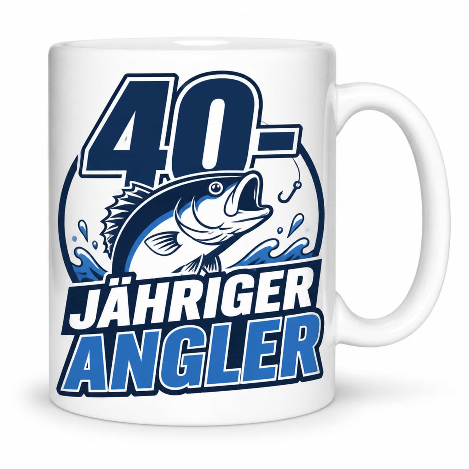 Tasse 40-jähriger Angler