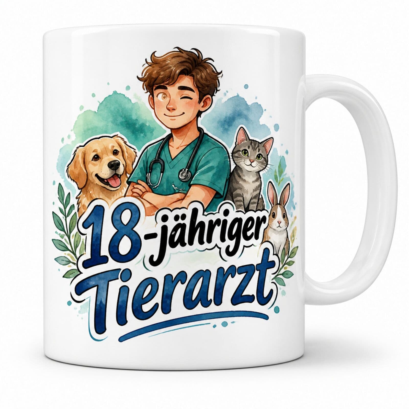 Tasse "18-jähriger Tierarzt" - Geburtstagsgeschenk, 330 ml