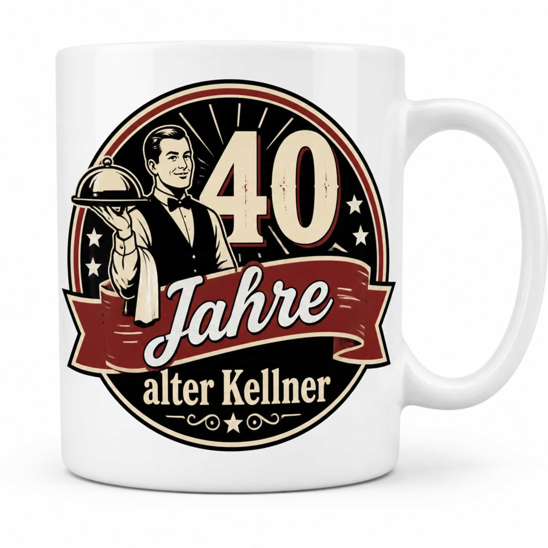 Tasse „40 Jahre alter Kellner“ – lustiges Geschenk zum 40.