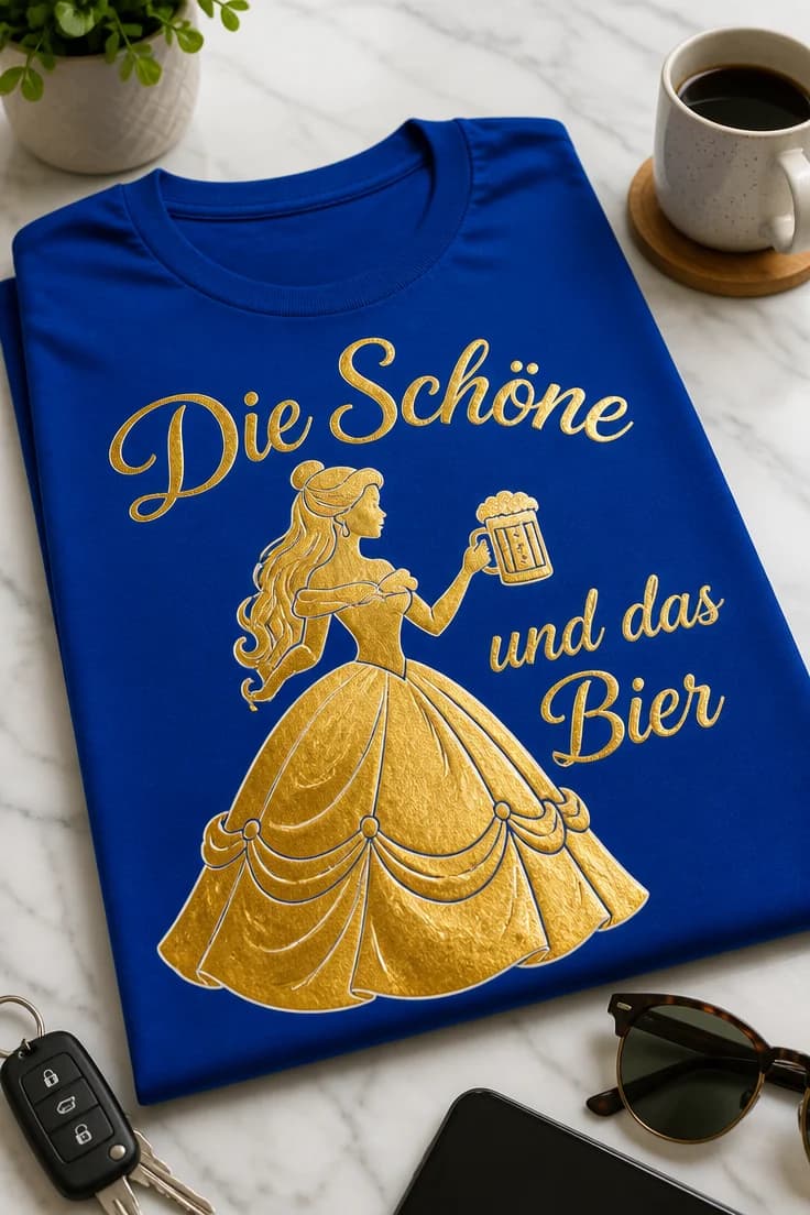 T-Shirt Die Schöne und das Bier für bierliebende Frauen