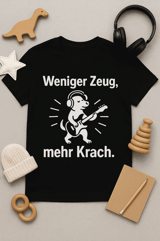 Weniger Zeug, mehr Krach – T-Shirt für Lärm-Liebhaber