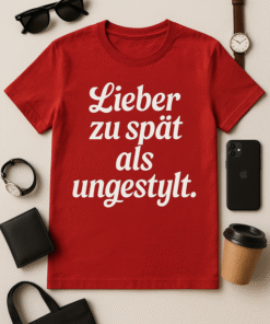 Lieber zu spät als ungestylt – Kult-T-Shirt