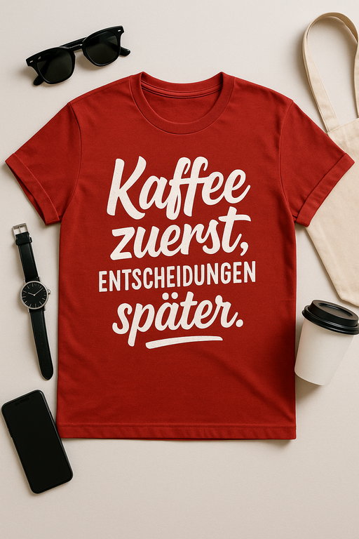 Kaffee zuerst, Entscheidungen später – T-Shirt