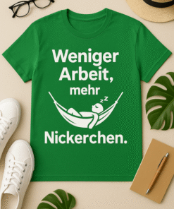Weniger Arbeit, mehr Nickerchen – Lustiges T-Shirt