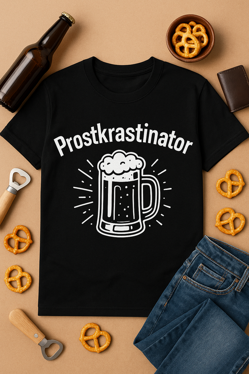 Prostkrastinator T-Shirt – Trinken statt Denken