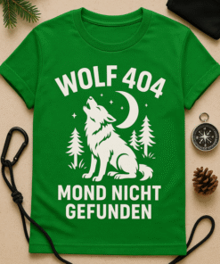 Wolf 404: Mond nicht gefunden – Lustiges Nerd T-Shirt