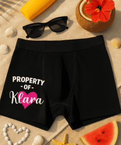 Lustige Boxershorts Property of mit eigenem Namen
