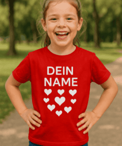 Lustiges Kinder T-Shirt Herzen mit eigenem Namen
