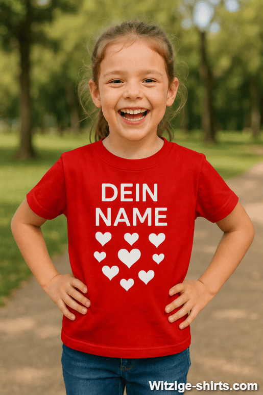 Lustiges Kinder T-Shirt Herzen mit eigenem Namen