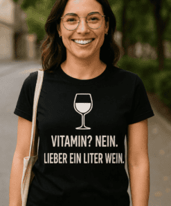 Lustiges T-Shirt kein Vitamin lieber ein Liter Wein