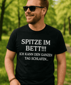 Lustiges T-Shirt Spitze im Bett