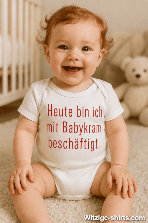Lustiger Babybody Heute bin ich mit Babykram beschäftigt