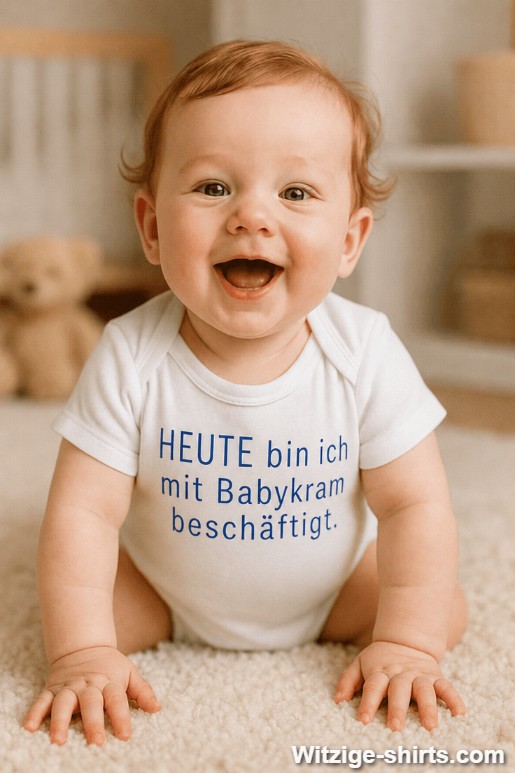 Lustiger Babybody heute mit Babykram beschäftigt