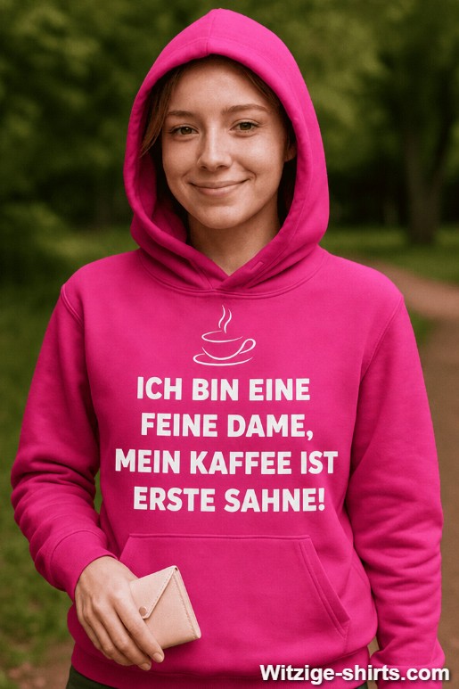 Lustiger Hoodie feine Dame erste Sahne Kaffee
