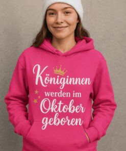Lustiger Hoodie Königinnen werden geboren mit beliebigem Monat