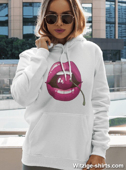 Lustiger Hoodie Lippen mit Kirsche