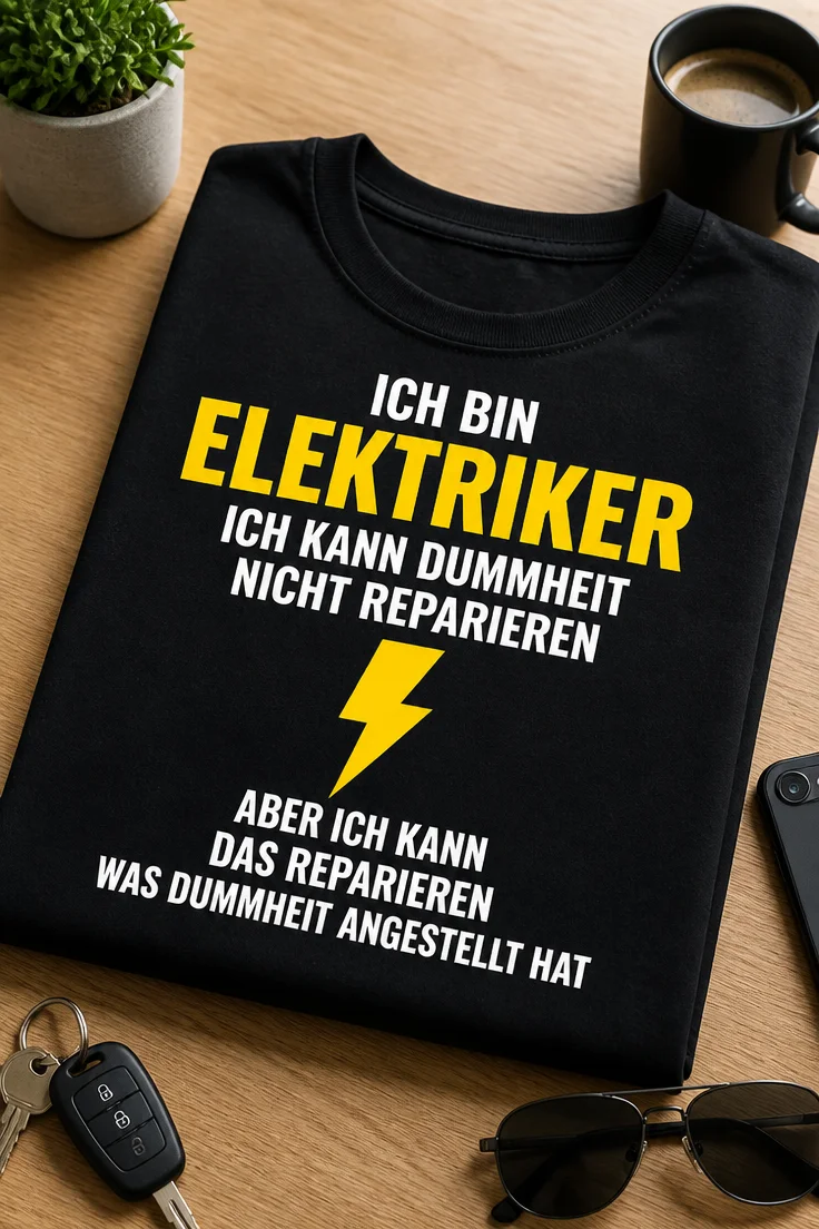 Lustiges Elektriker T-Shirt mit dem Spruch über Dummheit nicht reparieren und Folgen beheben