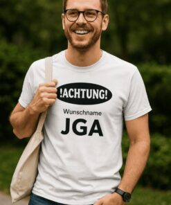 Lustiges T-Shirt Achtung Junggesellenabschied mit beliebigem Namen