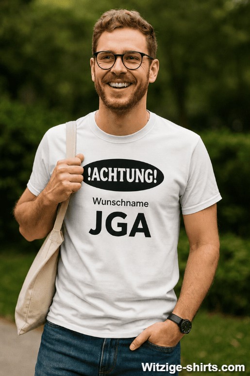 Lustiges T-Shirt Achtung Junggesellenabschied mit beliebigem Namen