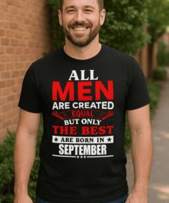 Lustiges T-Shirt All men are created equal mit beliebigem Monat