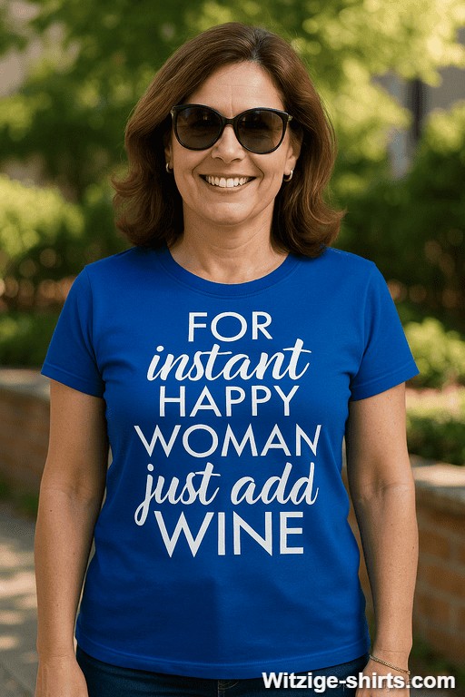 Lustiges T-Shirt for instant happy woman just add wine