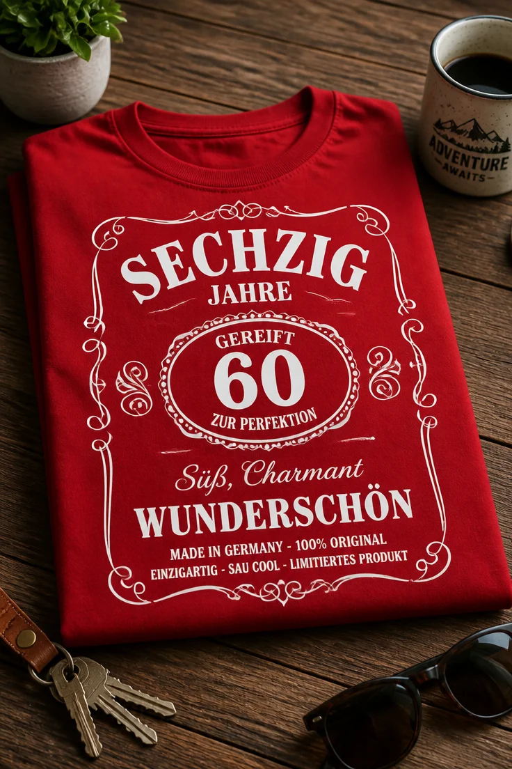 Vintage Spruchdesign zum 60. Geburtstag mit SECHZIG JAHRE GEREIFT ZUR PERFEKTION