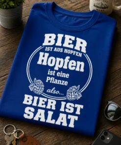 Lustiges Bier T-Shirt mit dem Spruch BIER IST AUS HOPFEN Hopfen ist eine Pflanze also... BIER IST SALAT