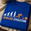Lustiges T-Shirt für Bowler mit dem Spruch BOWLING EVOLUTION und Evolutionsmotiv zum Bowling