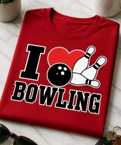 Lustiges T-Shirt für Bowlingfans mit dem Spruch I BOWLING und Bowlingmotiv
