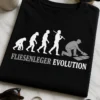 Lustiges Fliesenleger T-Shirt mit Evolutionsmotiv und dem Spruch FLIESENLEGER EVOLUTION