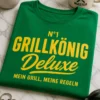 Lustiges T-Shirt für Grillmeister mit dem Spruch N°1 GRILLKÖNIG Deluxe MEIN GRILL, MEINE REGELN