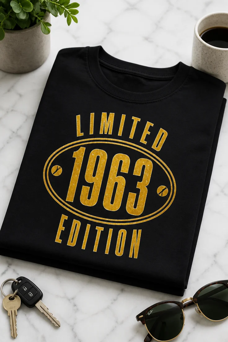 Lustiges T-Shirt für Jahrgang 1963 mit dem Spruch LIMITED 1963 EDITION im Vintage-Stil