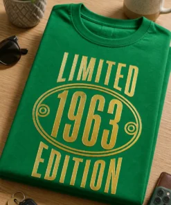 LIMITED 1963 EDITION T-Shirt im goldenen Vintage-Typografie-Design für Jahrgang 1963