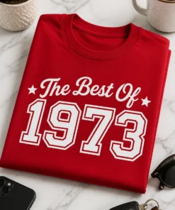 Lustiges T-Shirt für Jahrgang 1973 mit dem Spruch The Best Of 1973 im Retro-Stil